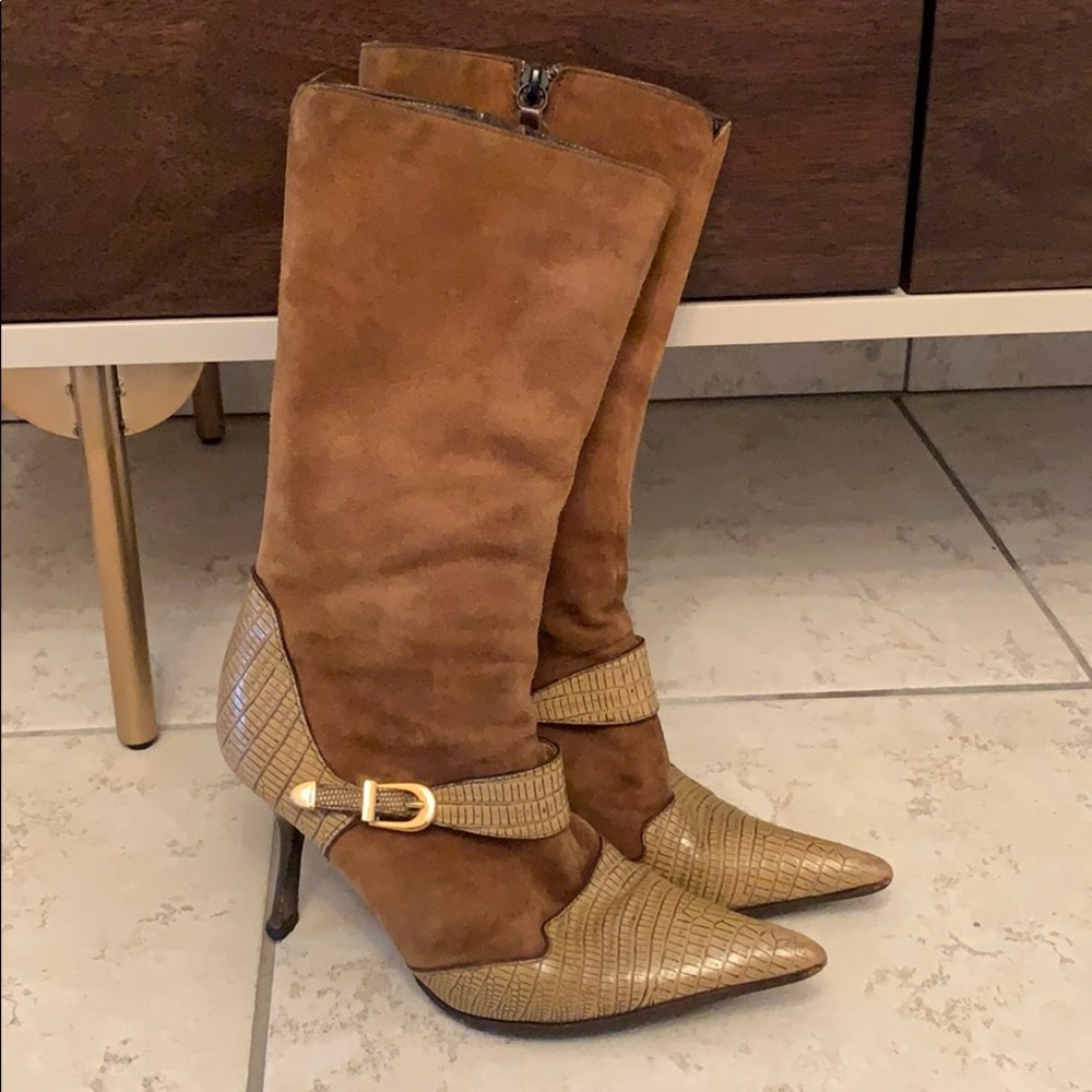 Vicini tan suede leather vintage boots 35 1/2